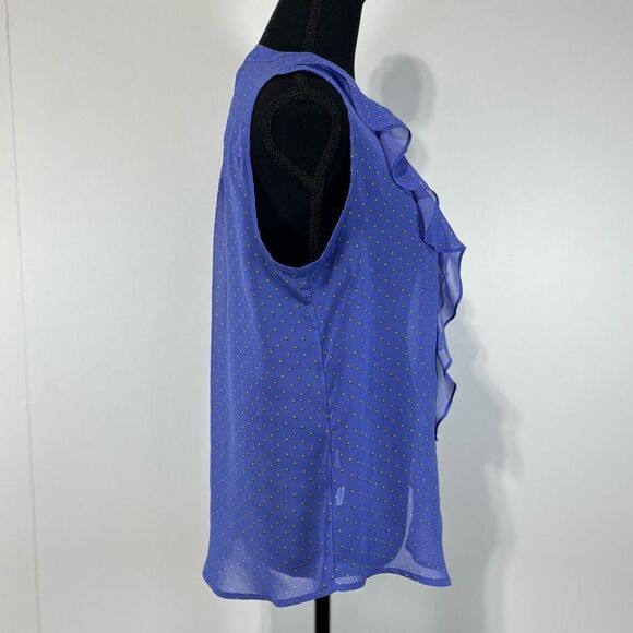 Ann Taylor Loft Periwinkle Ruffle Sleeveless Blouse Size S Women’s Stars - Picture 3 of 10